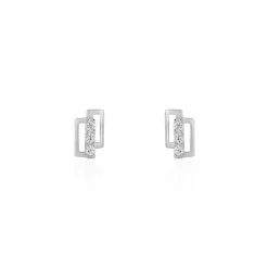 Histoire d'Or Boucles D'oreilles Puces Youssa Barrettes Or Blanc Oxyde De Zirconium