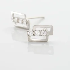 Histoire d'Or Boucles D'oreilles Puces Youssa Barrettes Or Blanc Oxyde De Zirconium