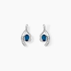 Histoire d'Or Boucles D'oreilles Sagesse Or Blanc Topaze Oxyde