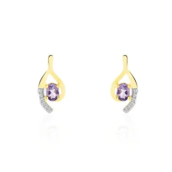 Boucles D'oreilles Sagesse Or Jaune Amethyste Oxyde-Histoire d'Or Hot