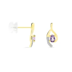 Boucles D'oreilles Sagesse Or Jaune Amethyste Oxyde-Histoire d'Or Hot