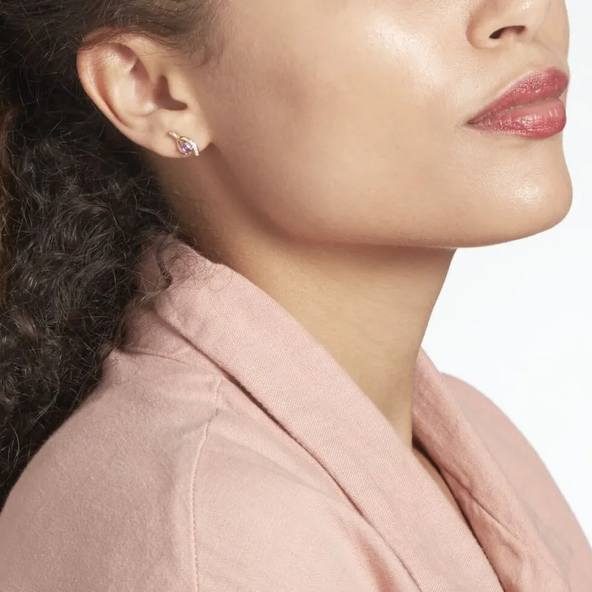 Boucles D'oreilles Sagesse Or Jaune Amethyste Oxyde-Histoire d'Or Hot