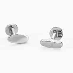 Boutons De Manchettes Athos Acier Argenté Onyx-JOURDAN