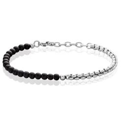 Bracelet Acier Blanc Christiano Onyx-Histoire d'Or Clearance