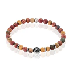 Histoire d'Or Bracelet Acier Huguesi Boules Oeil De Tigre