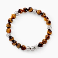 Histoire d'Or Bracelet Adonis Acier Blanc Oeil De Tigre