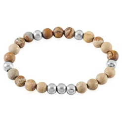 Histoire d'Or Bracelet Adonis Acier Blanc Jaspe Africain