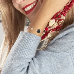 Bracelet Adonya Argent Blanc Céramique Et Oxyde De Zirconium-Histoire d'Or Sale