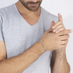 Histoire d'Or Bracelet Anilo Maille Alternee 1/1 Argent Blanc