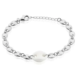 Bracelet Ashoka Argent Blanc Céramique-Histoire d'Or New