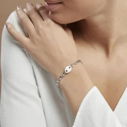 Bracelet Ashoka Argent Blanc Céramique-Histoire d'Or New