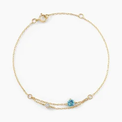 Histoire d'Or Bracelet Beauté Bleutée Or Jaune Topaze Oxyde De Zirconium