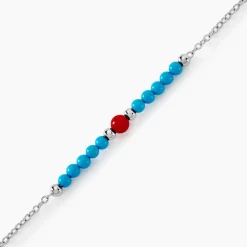 Histoire d'Or Bracelet Behati Argent Blanc Corail Turquoise