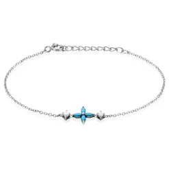 Bracelet Bluebirds Argent Blanc Turquoise Oxyde De Zirconium-Histoire d'Or Outlet