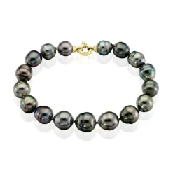 Histoire d'Or Bracelet Cerclee Or Jaune Perle De Culture De Tahiti