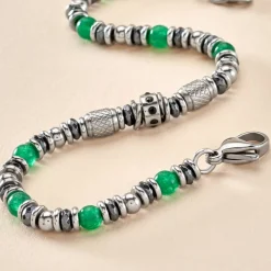 Histoire d'Or Bracelet Cliff Acier Gris Aventurine Hématite Oxyde De Zirconium