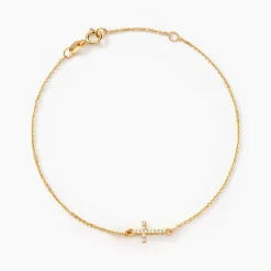 Histoire d'Or Bracelet Cobeia Croix Maille Forçat Or Jaune Oxyde De Zirconium