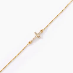 Histoire d'Or Bracelet Cobeia Croix Maille Forçat Or Jaune Oxyde De Zirconium