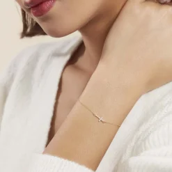 Histoire d'Or Bracelet Cobeia Croix Maille Forçat Or Jaune Oxyde De Zirconium