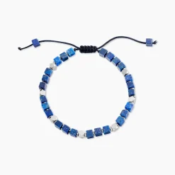 Bracelet Cusco Acier Blanc Lapis Lazuli-Histoire d'Or Sale