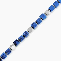 Bracelet Cusco Acier Blanc Lapis Lazuli-Histoire d'Or Sale