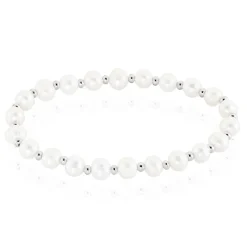 Histoire d'Or Bracelet Elastiqué Argent Sidel Perles De Culture