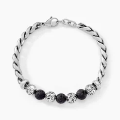Bracelet Gulustan Acier Gris Vieilli Pierres De Lave-Histoire d'Or Discount