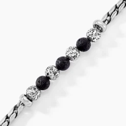 Bracelet Gulustan Acier Gris Vieilli Pierres De Lave-Histoire d'Or Discount