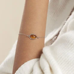 Bracelet Hilda Argent Blanc Ambre-Histoire d'Or Clearance