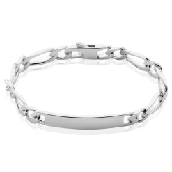 Histoire d'Or Bracelet Identité Anilo Maille Alternee 1/1 Argent Blanc