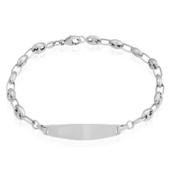 Histoire d'Or Bracelet Identité Evin Maille Grain De Cafe Or Blanc