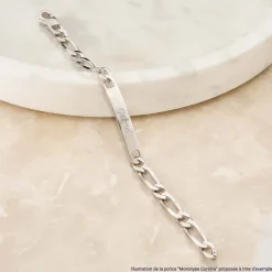 Histoire d'Or Bracelet Identité Vivian Maille Alternee 1/3 Argent Blanc