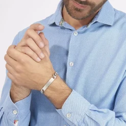 Histoire d'Or Bracelet Identité Vivian Maille Alternee 1/3 Argent Blanc