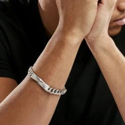 Histoire d'Or Bracelet Identitée Alfons Acier Blanc