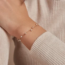 Histoire d'Or Bracelet Identitée Jazmin Or Jaune Perle De Culture