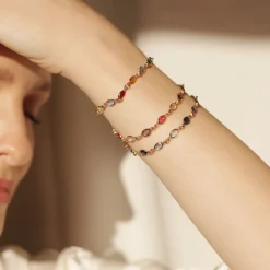 Bracelet Ilvaae Plaqué Or Jaune Pierre De Synthese-Histoire d'Or Clearance