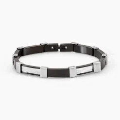 Histoire d'Or Bracelet Jack Acier Blanc Noir