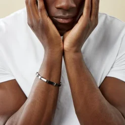 Histoire d'Or Bracelet Jack Acier Blanc Noir