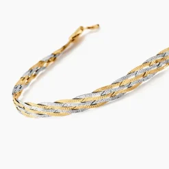 Bracelet Jasmin Tresse Or Bicolore-Histoire d'Or