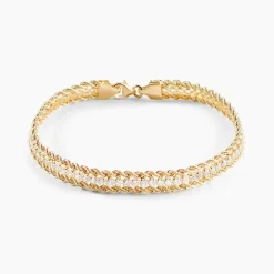 Bracelet Jerry Maille Corde 3 Rangs Or Bicolore Oxyde De Zirconium-Histoire d'Or Best