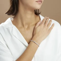 Histoire d'Or Bracelet Jonc Alane Or Blanc Oxyde De Zirconium
