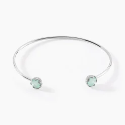 Histoire d'Or Bracelet Jonc Allyn Argent Blanc Verre