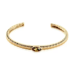 Bracelet Jonc Angelica Plaque Or Jaune Oxyde De Zirconium-Histoire d'Or Online