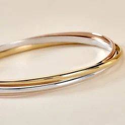 Histoire d'Or Bracelet Jonc Annie-france Plaqué Or Tricolore