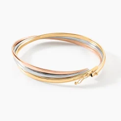 Histoire d'Or Bracelet Jonc Catalin 3 Fils Flexibles Or Tricolore