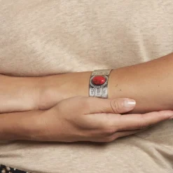 IMAGINE Bracelet Jonc Segolene Acier Blanc Pierre De Synthese