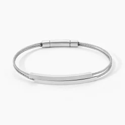 Histoire d'Or Bracelet Jonc Jakob Acier Blanc Sans Pierre