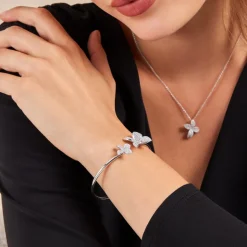 Histoire d'Or Bracelet Jonc Radiant Bloom Argent Blanc Oxyde