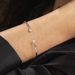 Histoire d'Or Bracelet Jonc Regine Argent Blanc Oxyde De Zirconium