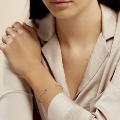 Bracelet Jonc Trilia Argent Blanc-Histoire d'Or Discount